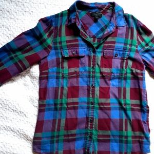 J. Crew Garnet Flame Plaid Top